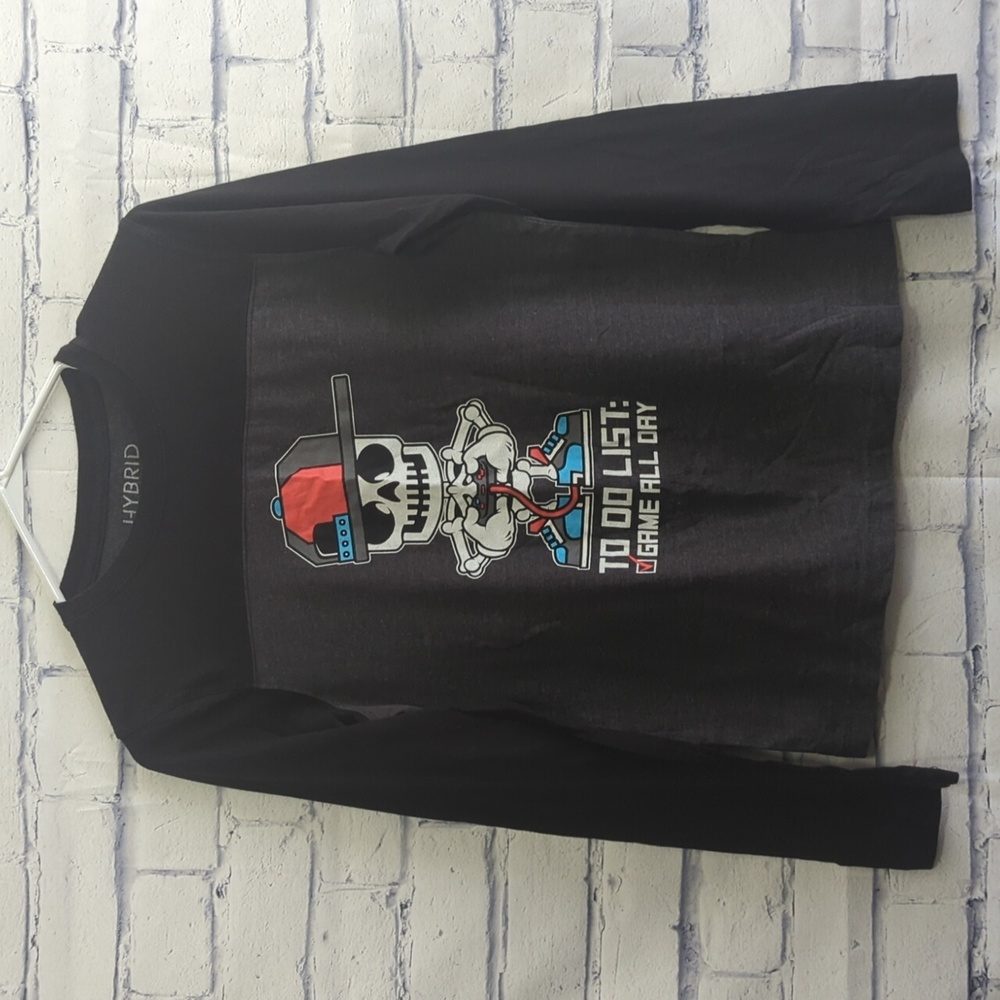 Hybrid Apparel Gamer Long Sleeve T Shirt "Game All Day" Boys Size XL